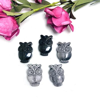 China Natural Silver Quartz Crystal Carving Owl Crystal Carving Europe Obsidian Crafts for Crystal Therapy Stone for sale