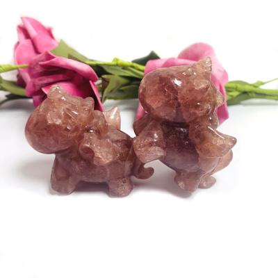 China Europe Hand Carved Small Beautiful Crystal Strawberry Crystal Cutting Unicorn for Crystal Therapy Stones for sale