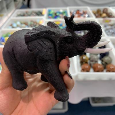 China Europe hot selling high quality natural folk crafts obsidian calf elephant for decoration for sale