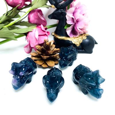 China China Natural Blue Fluorite Blue Triceratops Fluorite Reiki Carved Folk Crafts For Sale for sale