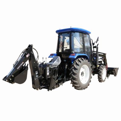 China Factory 75hp 4wd farmtrac farm boxed cabin agricultural tractor with front end loader and backhoe rear 3pt quick hitch for sale