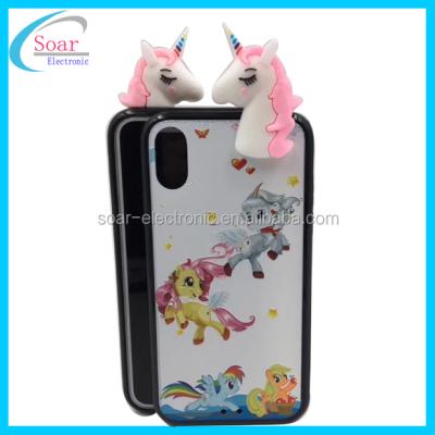 China Shockproof Shockproof 2 In 1 3D Custom Design Cute Unicorn TPU PC Cover For iPhone X Case for sale