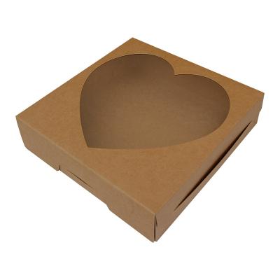 China Lovely Factory Custom Brown Cake Packaging Box Recyclable Recycled Food Grade Bakery Box Cupcake Box With Window For Pastries Cookies for sale