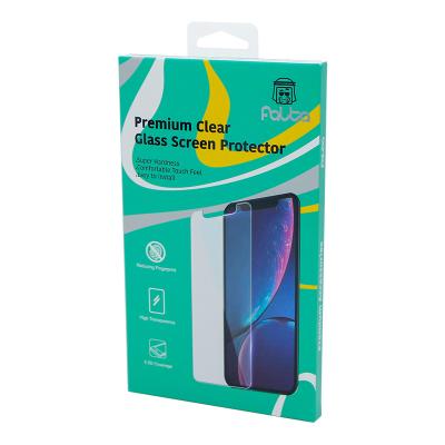 China Recyclable Custom Logo And Size Glass Screen Protector Packing Box For Tempered Glass Packaging With Hook for sale