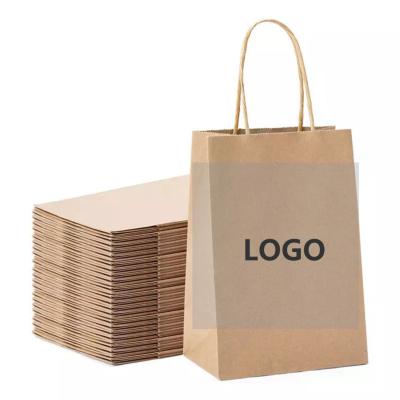 China Factory Recyclable Logo Handle Restaurant Custom Delivery Take Out Paper Carry Brown Kraft Takeaway Food Bag for sale