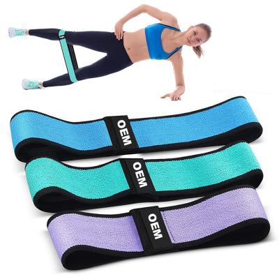 China High Elasticity Factory Logo Yoga Gym Workout Custom Pull Up Aid Band Long Cotton Fabric Resistance Band for sale