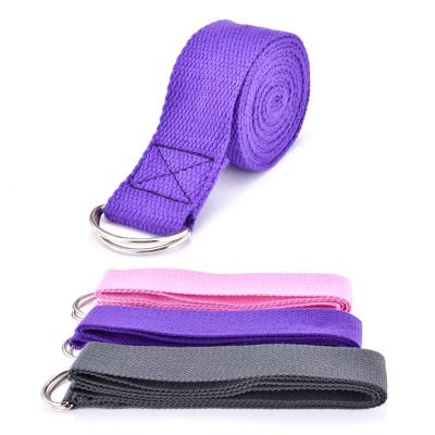 China Durable Custom Professional Cotton Sweat Absorbent Stainless Steel Double Non-Slip Ring Yoga Stretching Belt for sale