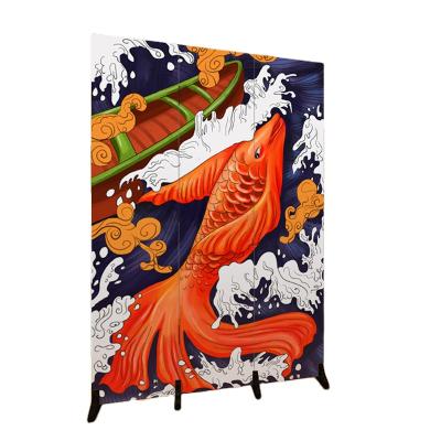 China Japanese fabric ladies character Izakaya clubhouse bar Ukiyoe waterproof and anti-perspective entrance split folding movable double-sided screen for sale