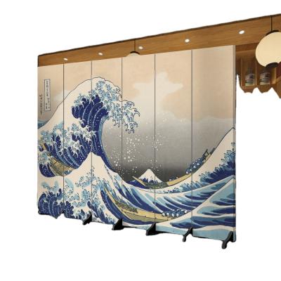 China Kanagawa Japanese style tattoo screen tattoo decoration bar double-sided folding Ukiyoe waterproof and anti-perspective entrance waves for sale