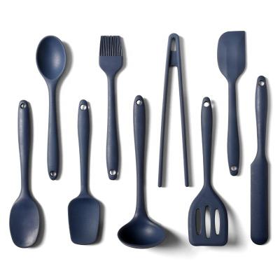 China Sustainable Kitchen Instruments 9 Pcs Cooking Tool Silicone Kitchen Utensil Accessories Tool Kits With Soft Handle for sale