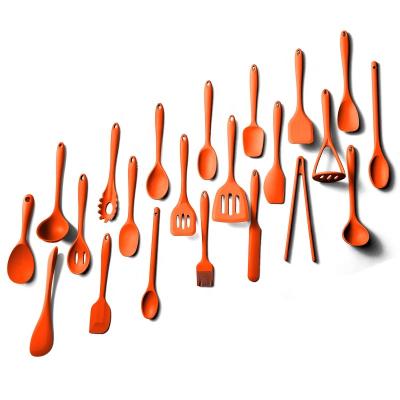 China Sustainable Kitchen Utensil Set Silicone Kitchen Accessories Set With Soft Hook Handle for sale