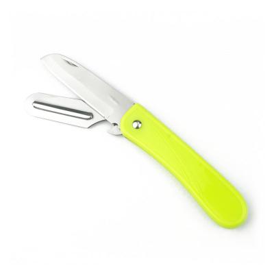 China Sustainable Foldable Stainless Steel Fruit Knife With Portable Peeler Pocket Peeling Knives for sale