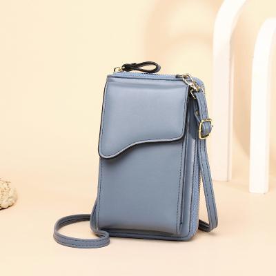 China Multi Colors Anti-fall Cell Phone Wallet Purse PU Leather Flip Cover Shoulder Phone Crossbody Bag For Women for sale