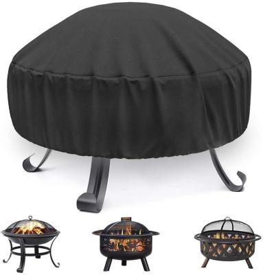 China Dustproof Hot Sale Black Round Shape Oxford Fire Pit Cover With Waterproof for sale