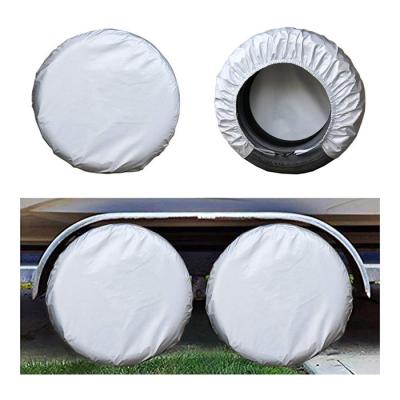 China Waterproof High Quality Silver White Round Shape Oxford Spare Tire Cover With UV Resistant for sale