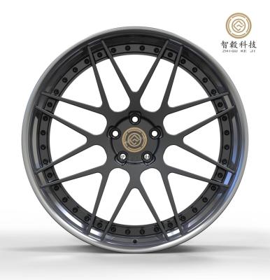 China Factory direct sales 2 pieces PCD 4x100 4x114.3 car aluminum rims 2 pieces forged aluminum wheels for sale