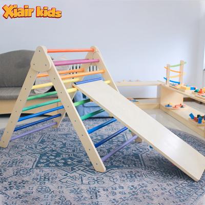 China Eco-Friendly Children's Indoor Rainbow Xiair Montessori Climbing Triangle With Foldable Wood Pickler Triangle Climbing Frame Ramp Sets for sale