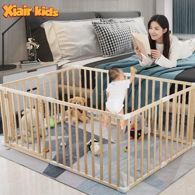 China Wholesale Price Durable Wooden Playpen Factory Xiair Laufstall Family Solid Wood Playpen For Baby Children Safety Playpen Wood Fence With Gate for sale