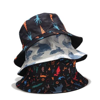 China Custom 2022 Abstract Graffiti Print Bucket Hat Men And Women Fashion Hip-hop Trend Cotton Fisherman Hat Bucket Hat for sale