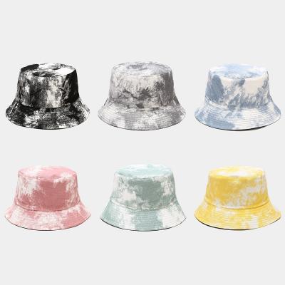 China Cotton Tie-dye Unisex Bucket Hat Outdoor Travel Sun Protection Sunshade Fisherman Hat for sale