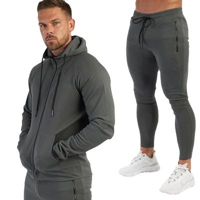 China Custom LOGO Men's Training Set Wholesale Men Cotton Sports Men Gym Tracksuit Oem Active Wear Set Hoodie And Jogger for sale