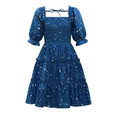 China Wholesale digital printing children's clothing cute princess skirt smocked dress/smocking dress smocked dress/smocking dress for sale