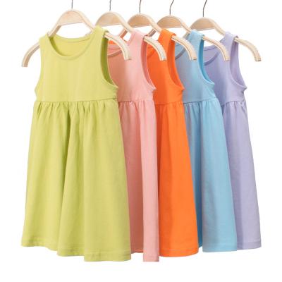 China custom LOGO girls dress sleeveless vest suspender girls dress smocked dress/smocking dress smocked dress/smocking dress for sale