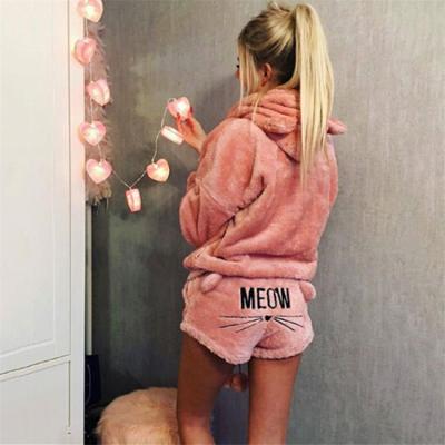 China Custom Sweatsuit Casual Velvet Oversize Sweatshirt And Shorts Comfortable Loungewear Zipper Women Tracksuit Sets plus size women à venda