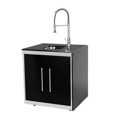 China Black Galaxy Granite Top And Right Side New Design Stainless Steel Home Kitchen Cabinets Sink Cabinet With Luxury Sus304 Water Faucet for sale