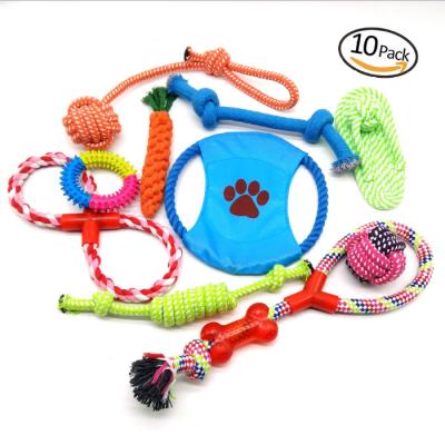 China Custom Viable Dog Chew Toy 12 Pack Set Ball Cotton Rubber Rope Dog Squeaky Toy for sale