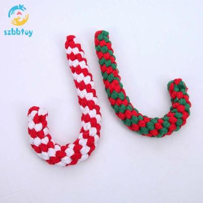 China Sustainable New Products Christmas Cotton Rope Candy Canes Funny Clean Tooth Dog Toy for sale