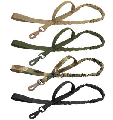 China Amazon Bungee Stocked Hot Selling Retractable Nylon Dog Leash Tactical Nylon Dog Leads Double-Handle Military Tactical Dog Leashes for sale