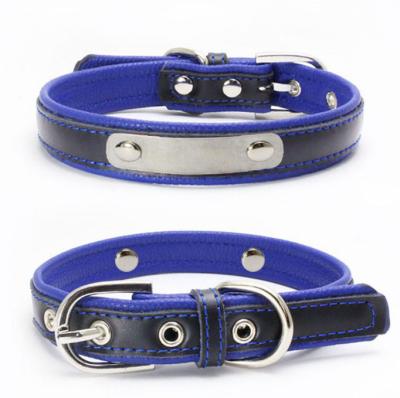 China Multi Colors Custom Print LOGO Custom Pet Supplies Cat Stocked Leather Dog Collar for sale