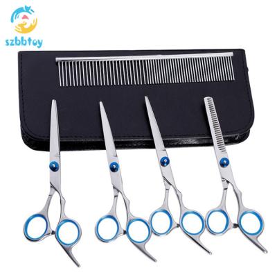 China Professional Classic Stocked Design Stainless Steel Dog Cat Pets Grooming Scissors Set for sale