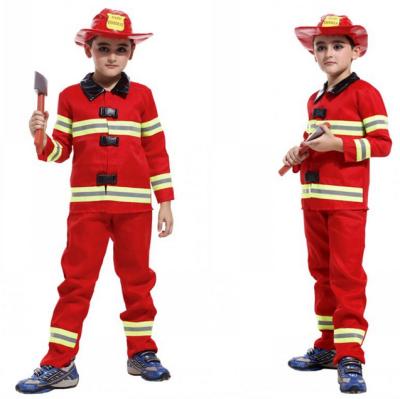 China Spandex Firefighter Costumes Boys Play Stage Halloween Kids Clothing Firefighters Firefighters for sale