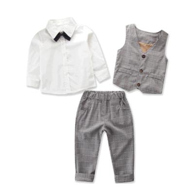 China 2019 New Design Boys Casual Plaid Blazers 3pcs Sets Kids Clothing Set Children Boy Suits Formal for sale