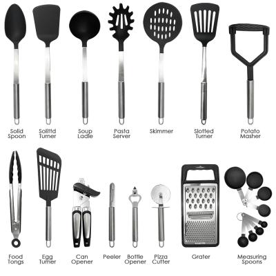 China Amazon Sustainable Customized Serving Cooking Tools 24 Pieces Nylon Kitchen Utensils Sets for sale