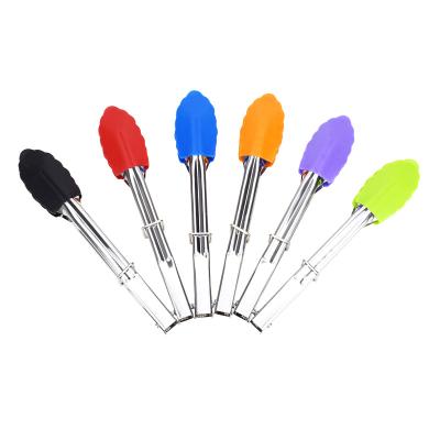 China Viable Universal Mini Size 9 Inch Stainless Steel Silicone Tongs Candy Ice Cream Toast Bread Serving Tongs For Kitchen Baking for sale