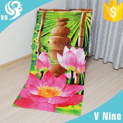 China Wholesale Volume 100% Reactive Printed Cotton Compressed Velvet Beach Towels for sale