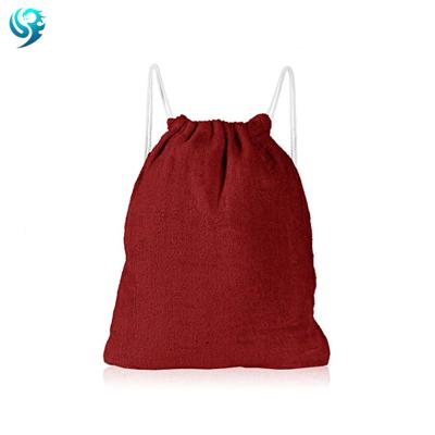 China Compressed Twine Beach Cooler OEM 100% Cotton Velvet Fabric Towel Bag for sale