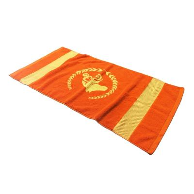 China Free Sample Child Safe Custom 100% Cotton Terry Yarn Dyed Jacquard Beach Towel for sale