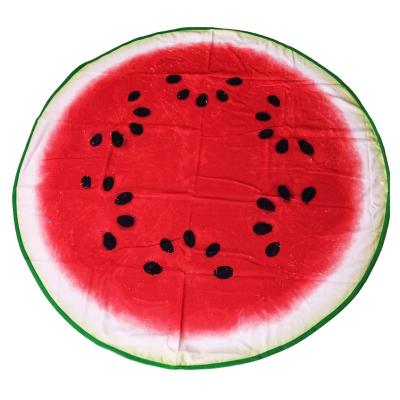 China Free Sample Compressed 100% Cotton Velvet Color Printed Round Circle Beach Towel for sale