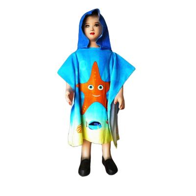 China Custom Kids Velvet Boys Reactive Printed Hooded Beach Towel UPF50+ Kid Safe for sale