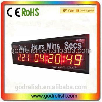 China 9Digital Countdown Timer Wall LED Clock Indoor Home Decor HQ Event Red 1.8