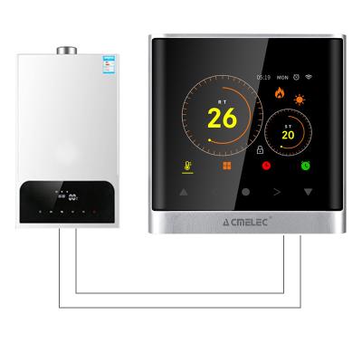 China Modern Silver Floor Heating Thermostat For Gas Boiler Touch Screen LED Room Temperature Controller Digital Adjustable Thermostat for sale