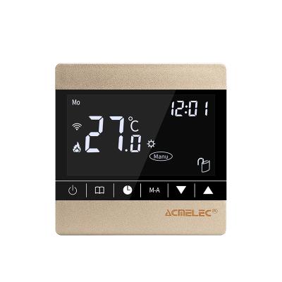 China Modern Programmable Thermostat Control Smart Home Gold Touch Screen LED Electric Adjustable Temperature Controller 16A for sale