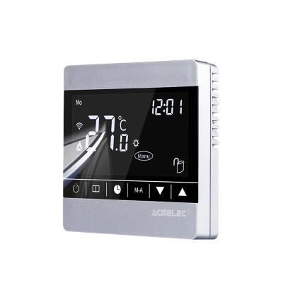 China Modern Silver Floor Heating Digital Adjustable Thermostat For Water Touch Screen LED Room Temperature Controller for sale