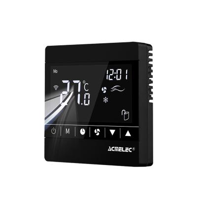 China Modern Black Stepless Thermostat 0-10V Speed ​​FCU Room Air Conditioner HVAC Systems Temperature Controller for sale