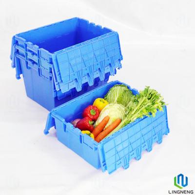 China Cajas de plástico para mudanzas de fábrica Cajas de almacenamiento de plástico recargables y apilables en venta