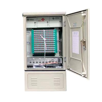 China Waterproof dustproof fiber optic outdoor core cabinet 144 FTTH cross fiber optic distribution cabinet for sale